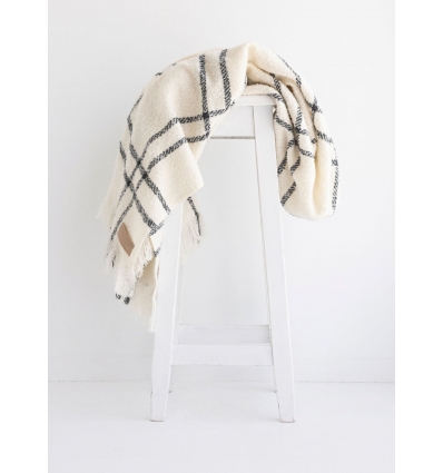 羊毛斜纹布-奶油格紋