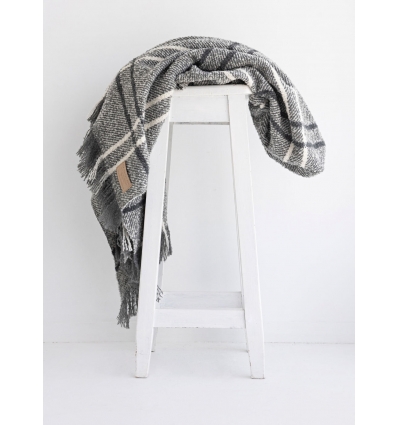Wool Twill Throw - Grey Window Check