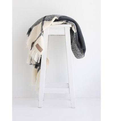 Wool Twill Throw - Grey Window Check